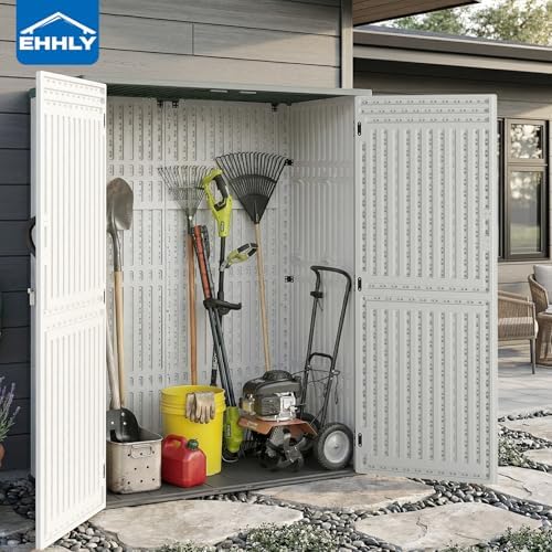 ehhly vertical resin storage shed, 60 cuft garden, package contents