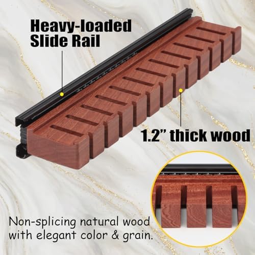 walnut 12 belts organizer with sliding system showing dimensions