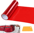 1 Pcs Car HeadLight Tint Film 12 X 48inch,Cuttable&Stretchability Car Headlight Taillight Fog Light Vinyl Wrap Protector,Non-Marking Self-Adhesive Decals Car Decor mit squeegee,red