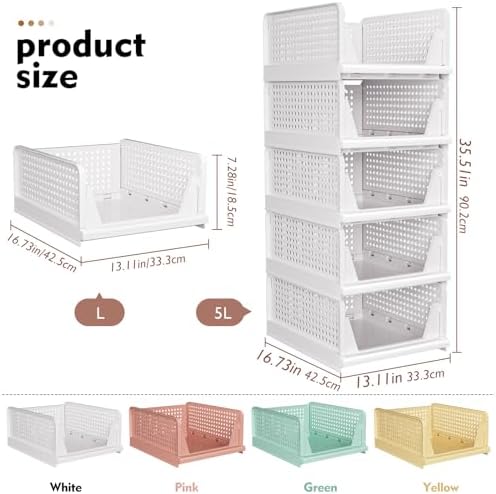 snslxh 5 pack stackable closet organizer box, multifunctional shown in use