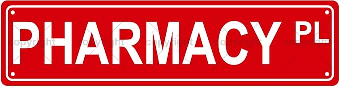 PHARMACY PL Space Metal Tin Street Sign Bar Cafe Garage Cave Home Room Wall by Unknown