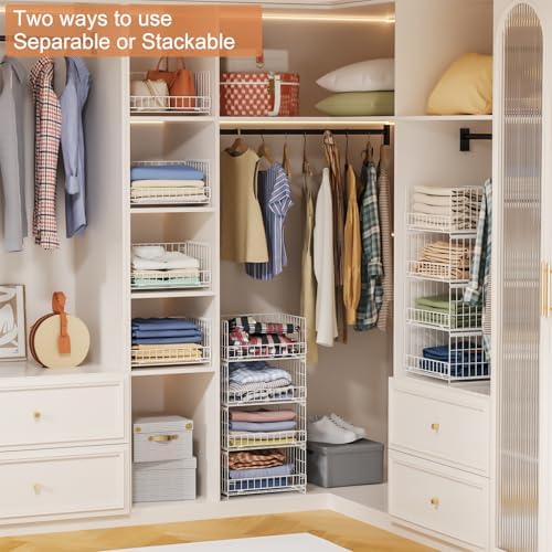 hongtamoya 4-tier sliding closet organizers and storage shelves shown in use