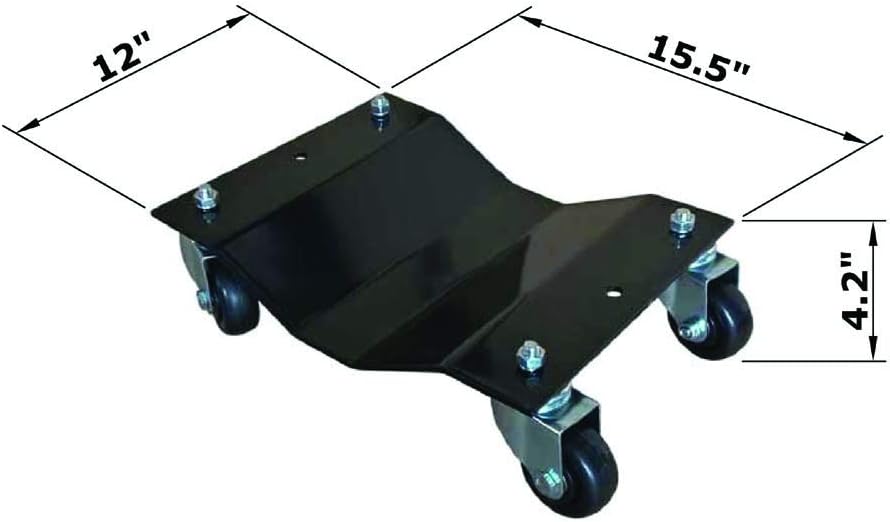 4 Pack Black 12x16 Inch Heavy Duty Wheel Dolly Car Tire Stakes Set 6800lbs Total Capacity for Tow or Vehicle Storage Furniture Movers