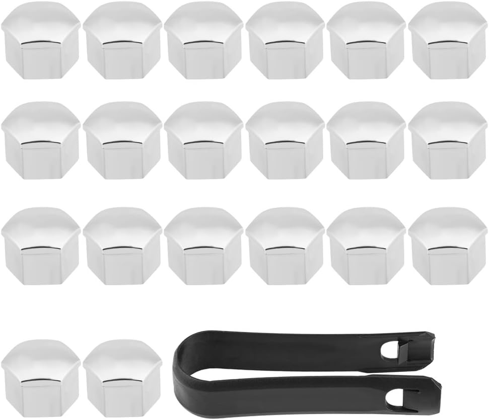 Lug Nut Cover, Universal Wheel Caps, 20Pcs Silver Plastic Hub Covers, Protects Nut from Dirt, Fits 17Mm Lug Nuts