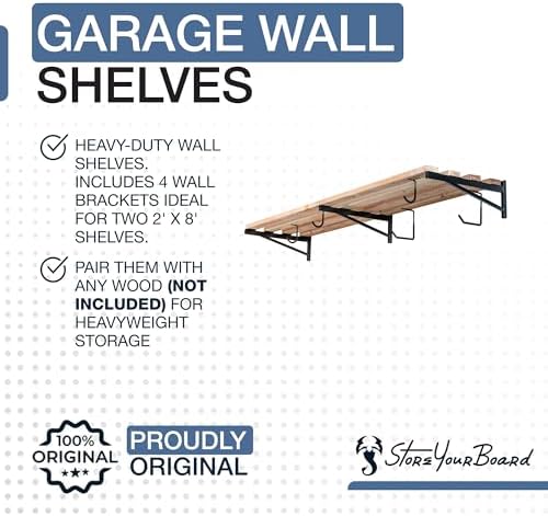 storeyourboard 24 inch heavy duty shelf brackets, set, side view