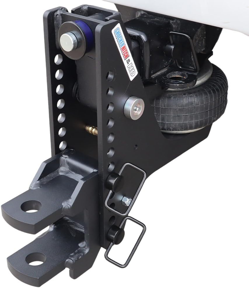 Shocker HD Max Black Super Drop Air Hitch Farm Mount Tow Kit - Fits 2-1/2" Hitch - Black Combo 2" & 2-5/16" Balls, Pintle, Drawbar & Clevis - 20,000 lbs