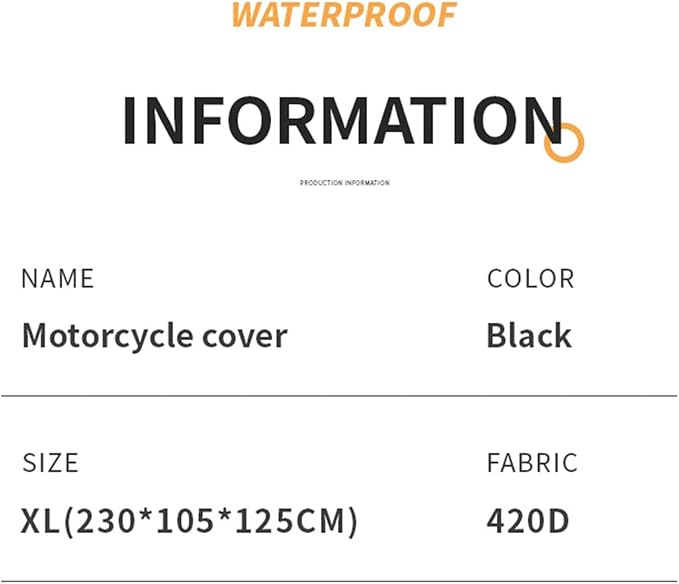 Motorcycle Cover Waterproof Outdoor, 420D Heavy Duty, All Season Protection - Image 7