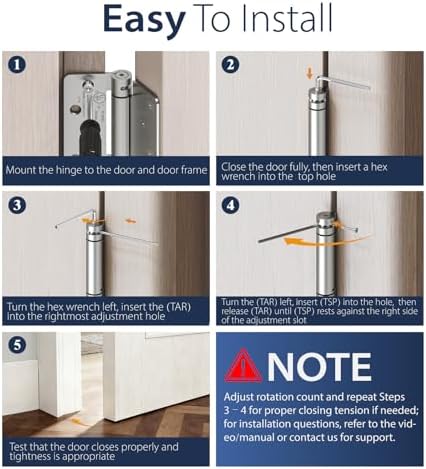 4 inch self closing door hinges,3-pack spring hinges,1/4" showing dimensions
