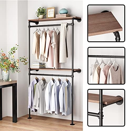 dr.iron industrial pipe clothing racks with 2 tier shown in use