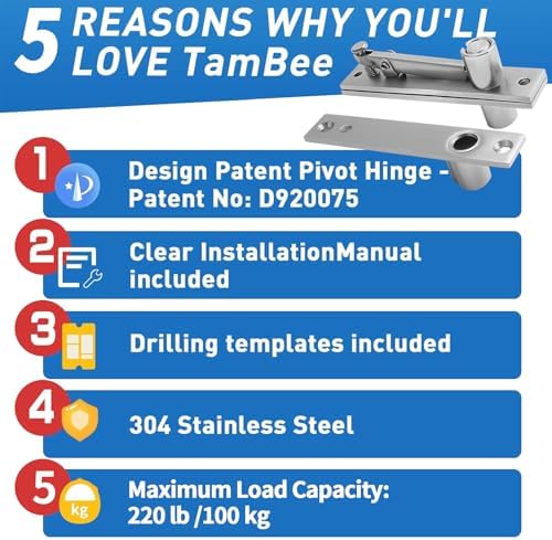 tambee pivot door hinge for secret door, heavy, front angle view