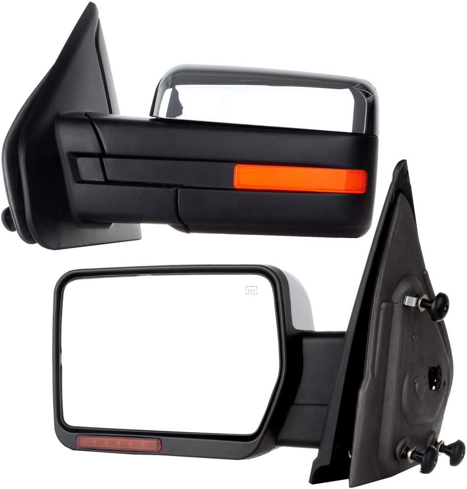 A Pair Heated Towing Mirrors Fits 2004-2014 for Ford for F150 Pickup, Power Adjusted View Mirror with Turn Signal Indicator