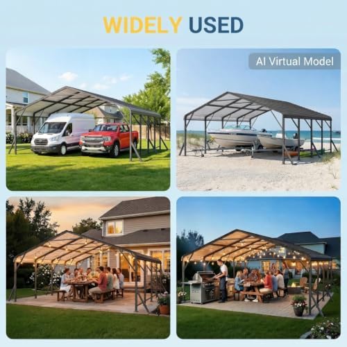 wisteria lane metal carport, carports 20x20 heavy duty, front angle view