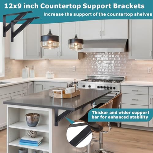 countertop support brackets,12x9 inch heavy duty shelf brackets,shelf showing dimensions