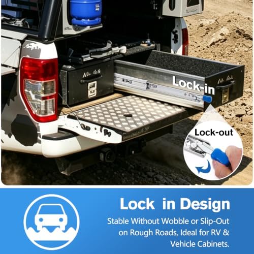yenuo locking heavy duty drawer slides full extension shown in use