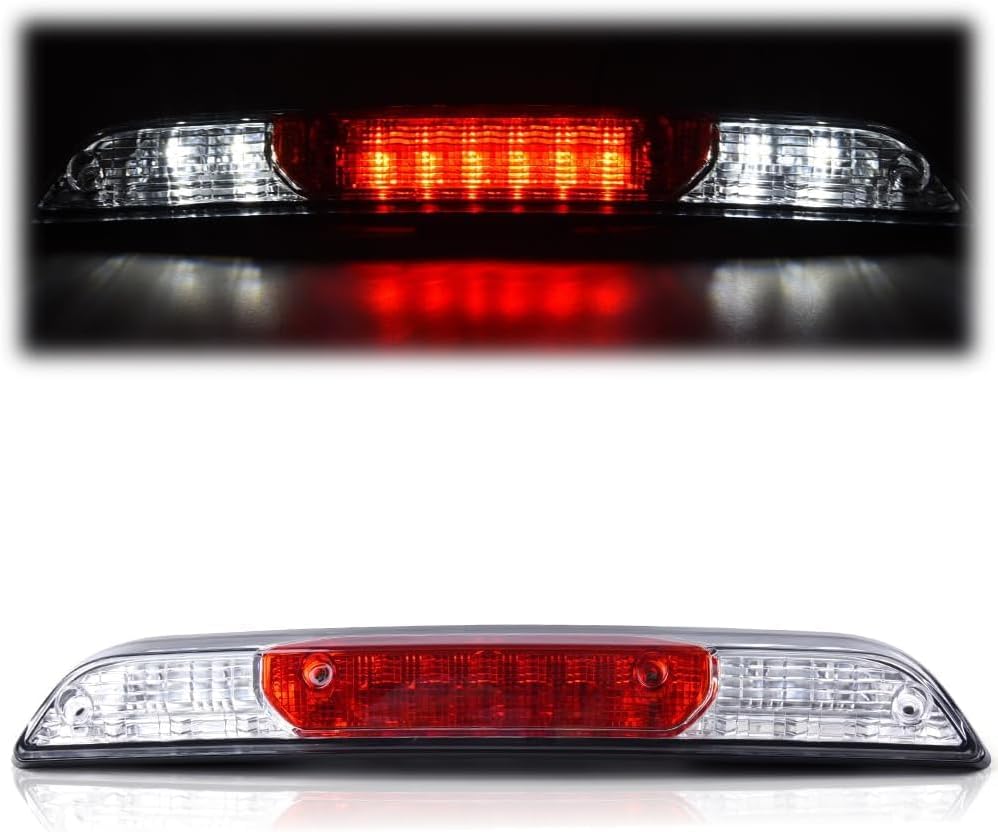 LQI LED Bar 3rd Third Brake Light,Compatible with Ford F150 2015-2019,High Mount Rear Stop Light Cargo Lamp,Chrome Housing Clear& Red Lens