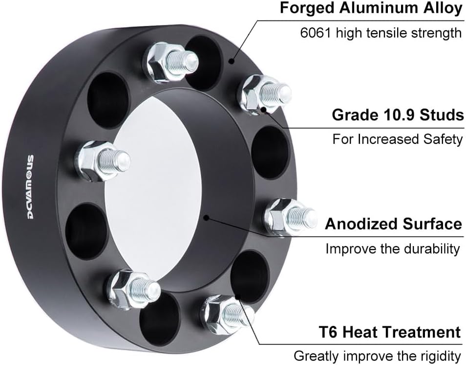 4pc Forged 6x4.5 to 6x5.5 Wheel Adapters 2 Inch Thick with 1/2" Studs | Compatible with Dodge 6 Lug 6x114.3 Truck to 6x139.7 Rims for 1991-2004 Dakota, 1998-2003 Durango, 1993-2010 Viper