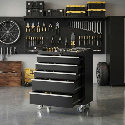 garvee rolling tool chest, 5 drawers tool storage, view 9
