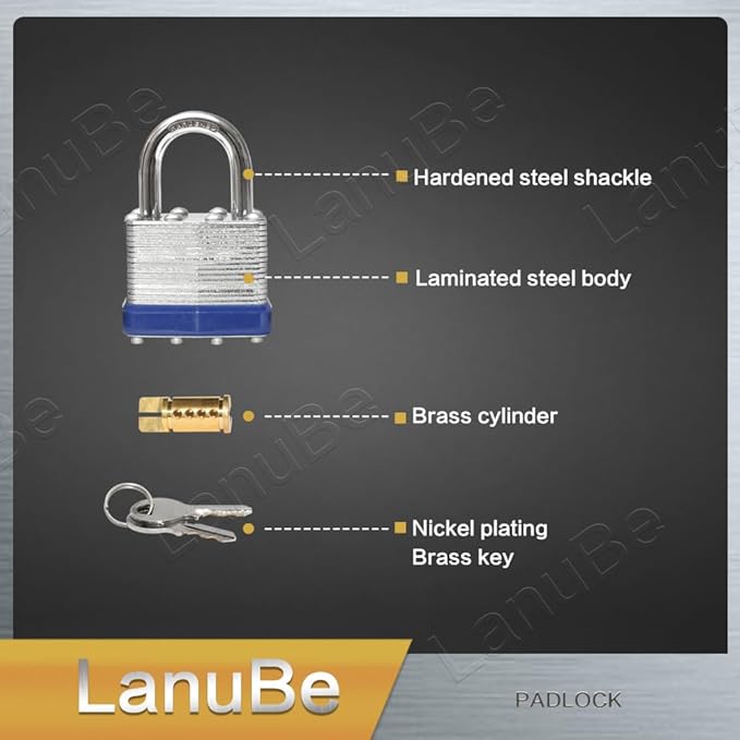 LanuBe Lock Laminated keyed Padlock, keyed Alike Locks, Normal Shackle - Image 6