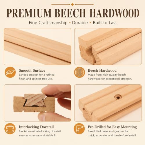 cyeah 6 pcs wood drawer slides, 17 inch, side view