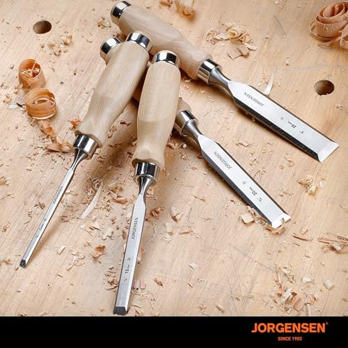 jorgensen 4-piece wood chisel set, 1/4", 1/2", 3/4", front angle view