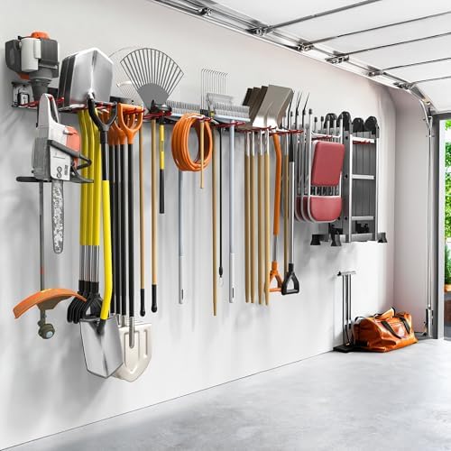 torack garden tool organizer wall mount, garage folding shown in use