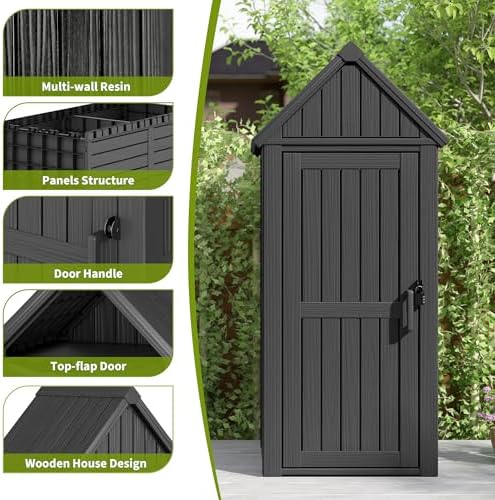 outdoor storage shed, waterproof storage cabinet with ample on a desk or shelf