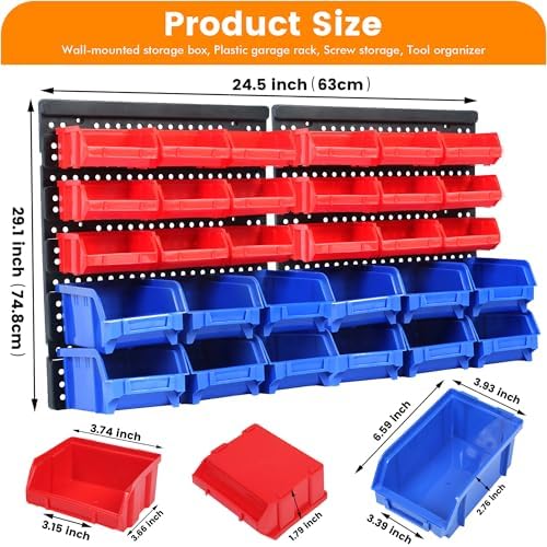 maxworks wall mount storage rack 30 bin heavy‑duty shown in use