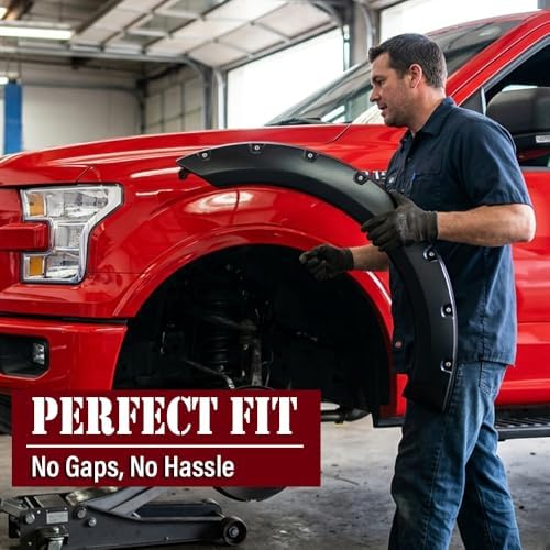 G-PLUS Fender Flares Fit Ford F150 2015-2017(67.1" 78.9" 97.6" Bed) | Fit Styleside Models,Not Fit w/68T Technology Package or Sensors for lane changing,Smooth Pocket Riveted Style,4PCS
