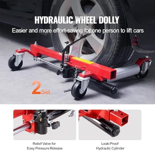 Hydraulic Wheel Dolly 1500lb Tire Lift Trolley for Car Truck RV Trailer - Ratchet Type Vehicle Positioning Jack,2pcs