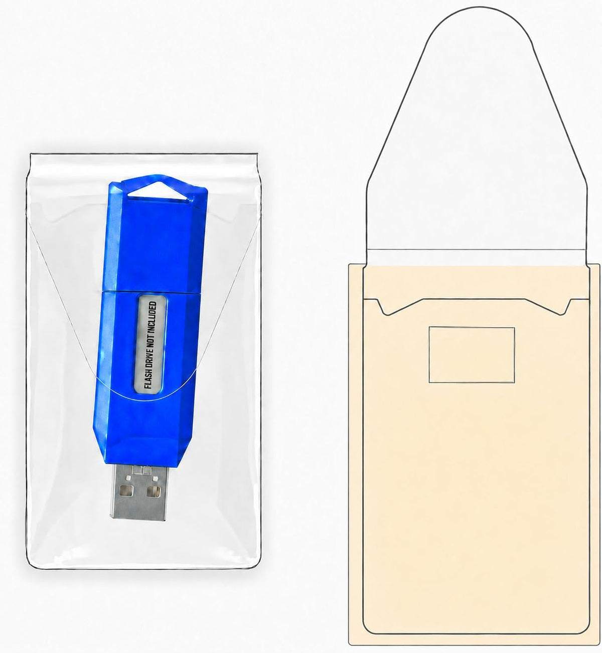 clear usb flash drive holders peel adhesive resealable, main product view