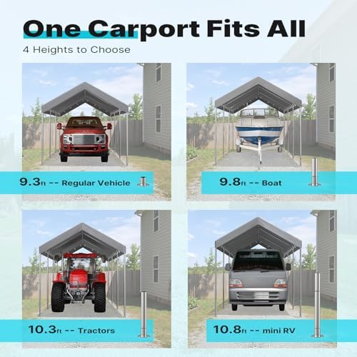 advance outdoor 10x20 ft heavy duty carport potable, close-up detail