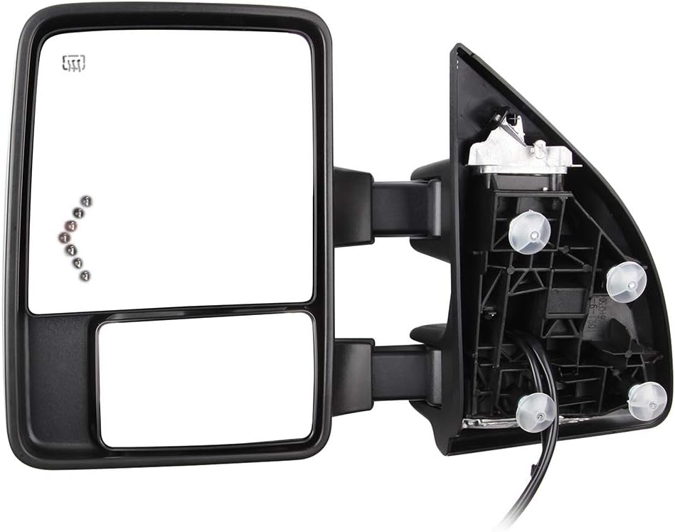 A Pair Heated Towing Mirrors Fits 2003-2007 for F250 for F350 for F450 for F550 Super Duty Series, Power Adjusted View Mirror with LED Turn Signal Light