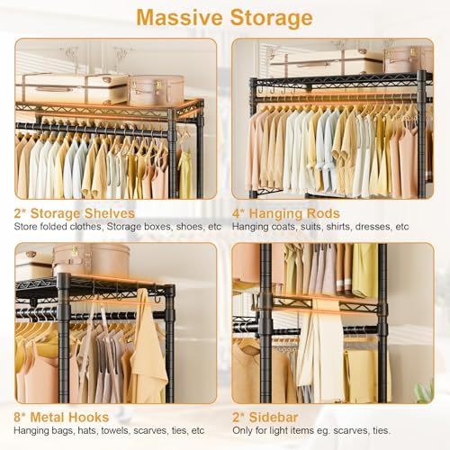 ulifhome rolling clothes rack, clothing racks for hanging, view 9