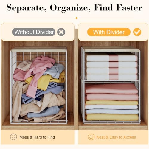 hencawima 2 pack stackable closet storage bins with, side view