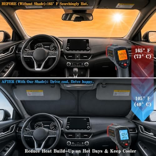 Car Windshield Sun Shade, Funny Cartoon Eyes Sun Visor for Car Windshield Universal Fits Sedan Compact Car Hatchback SUV, UV Heat Protection - 59 x 27.5