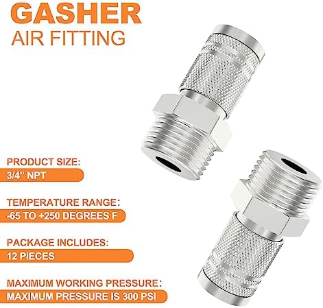 gasher 10pcs 3/4-inch male industrial coupler,1/4 basic flow on a desk or shelf