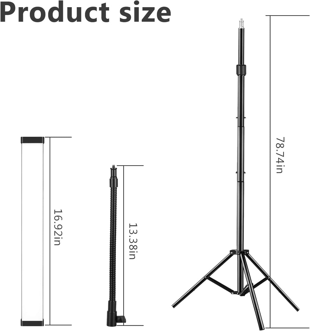 LED Video Light Stick Wand Kit-Photography Lighting with Adjustable Tripod St...
