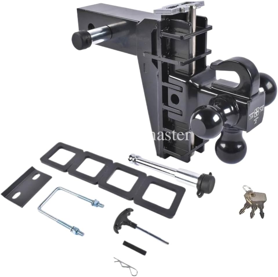 Trailer Hitch with Hook 2.5 Inch Receiver 6 Inch Drop 18500 LBS GTW Class 3 Black