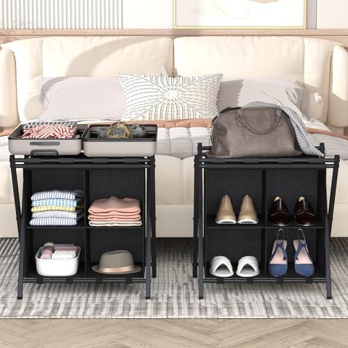 aboxoo luggage rack with storage, guest room folding shown in use