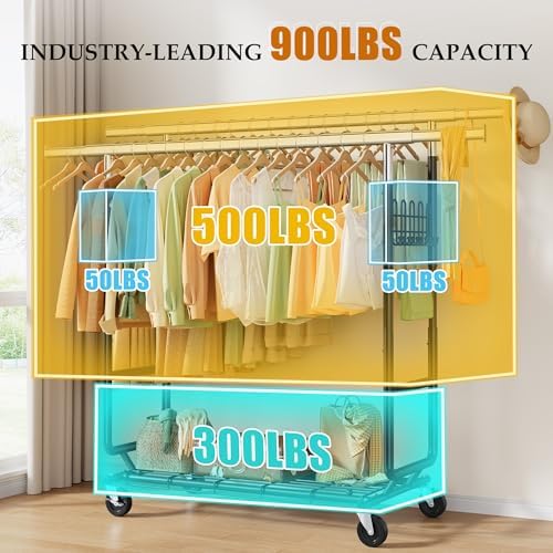 gewudraw clothes rack heavy duty load 900 lbs, side view