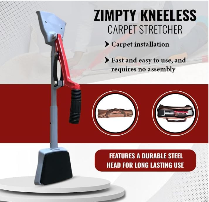 ZY326 Kneeless Carpet Stretcher, Tucker and Cutter Combo – Heat-Treated Aluminum Handle, Nickel-Plated Pins, Professional Carpet Installation Kit