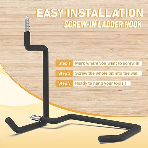 screw in ladder hook, black heavy duty tool, package contents