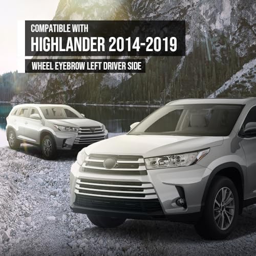G-PLUS Fender Flare Molding Trim Left Driver Side Compatible with Toyota Highlander 2014 2015 2016 2017 2018 2019 TO1290105, 750860E030, 750860E010 Black