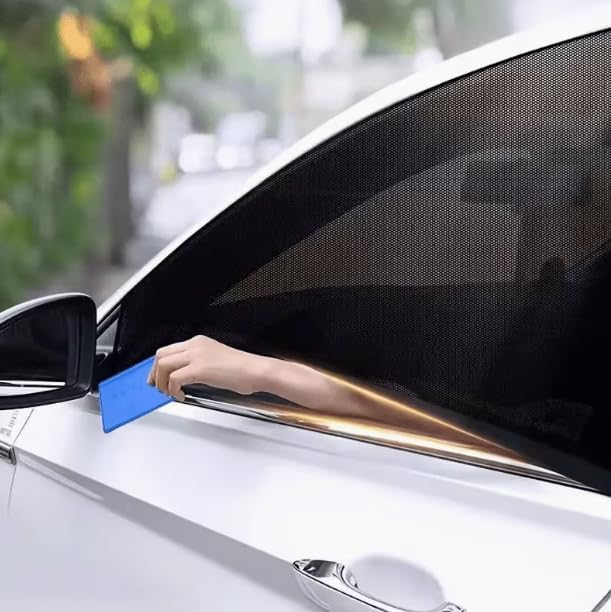 4 Pcs Full Set Car Window Screens for SUV, Front & Rear Window Sun Shade Mesh Covers, UV Protection & Anti-Mosquito Car Side Window Net, Breathable Ventilated Design