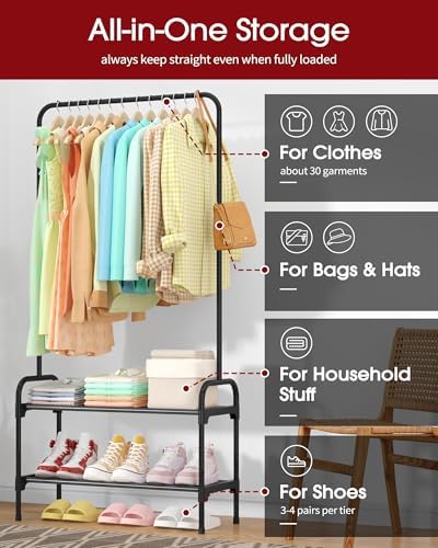 sakugi clothes rack 2-tier shoe organizer, metal, 29.3x12.5x59.6, close-up detail