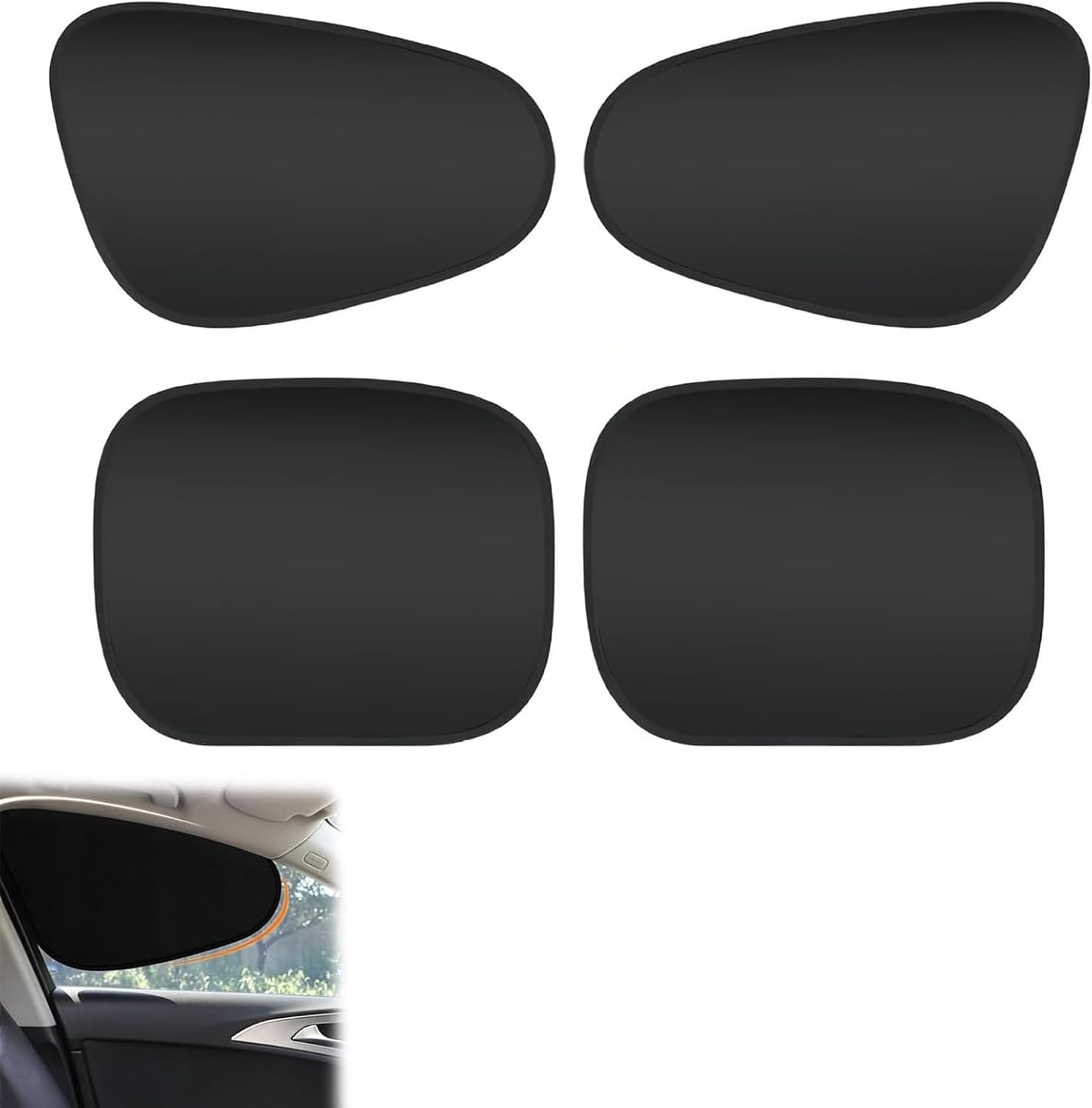 Static Cling Shades for Car Windows, Car Side Window Sun Shade, UV Protection Heat Blocking, No Adhesive Static Cling, Glare Reduction Privacy Sun Visor, Universal Fit 2 Pack，Gather x4