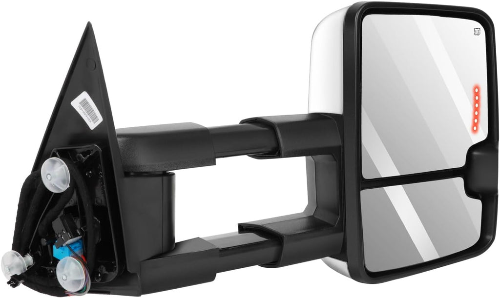 Tow Mirrors Pair suitable for 2003-2006 For Chevy Silverado For GMC Sierra Pickup with Power Adjusted Heated LED Turn Signal Running Width Light ChromeTowing Mirrors