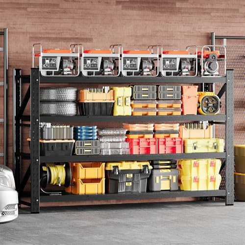 miiiko 71.3" w storage shelves,5000lbs metal garage storage, front angle view
