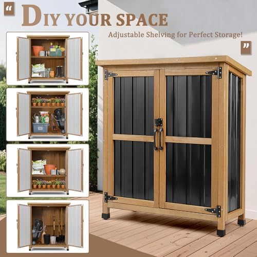 petscosset small outdoor storage cabinet weatherproof with lockable showing dimensions