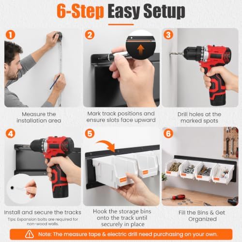 wall mounted storage bins, plastic hanging hardware organizer, side view